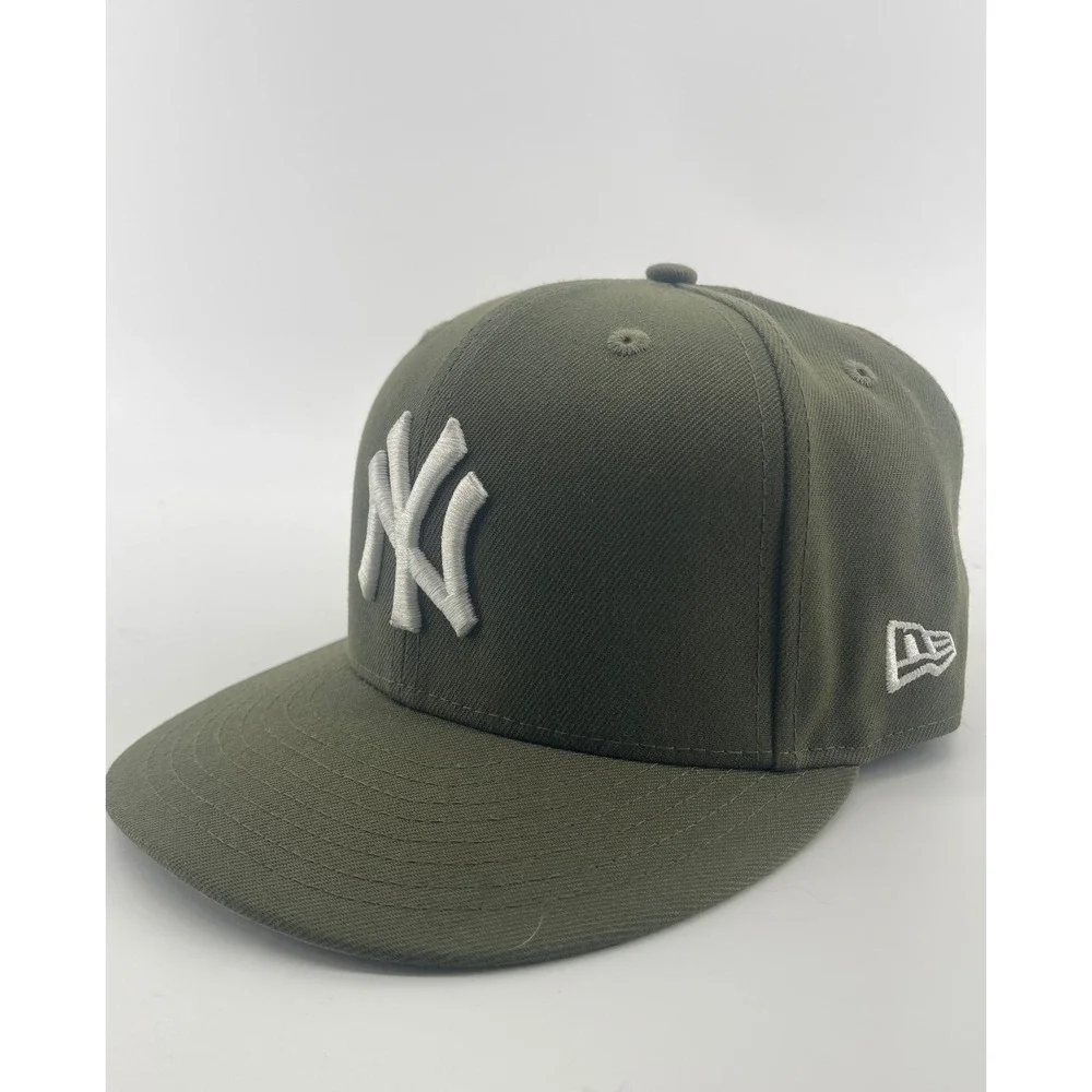 New York Yankees New Era Hat Mens 7 1/4 Olive Green 59FIFTY Fitted MLB Cap